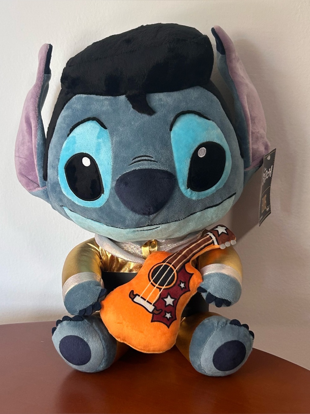 Elvis Stitch Plush Gold Suit with Guitar New with Tags Shake Action Stuffed Toy